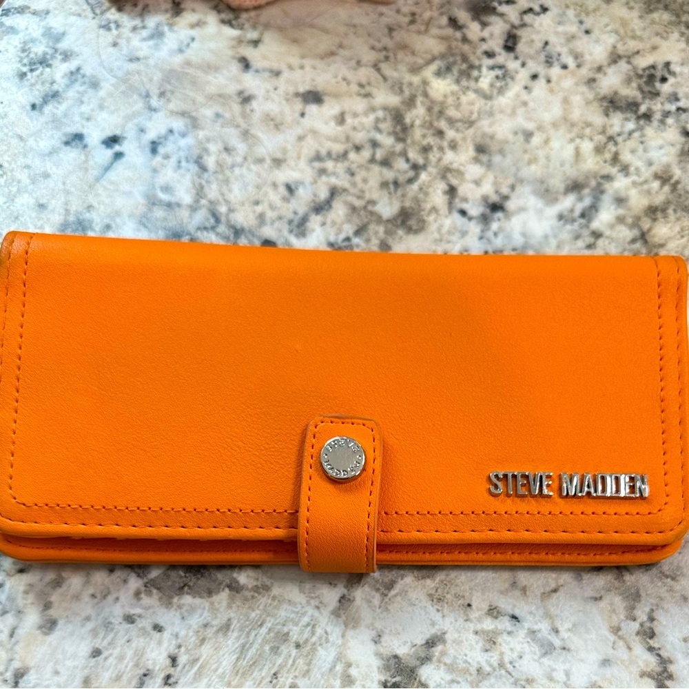 Steve Madden Bright Orange Wallet with Silver Accent